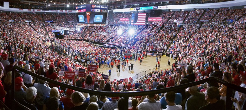 Trump rally in Cincinnati, segment of full panoramic image